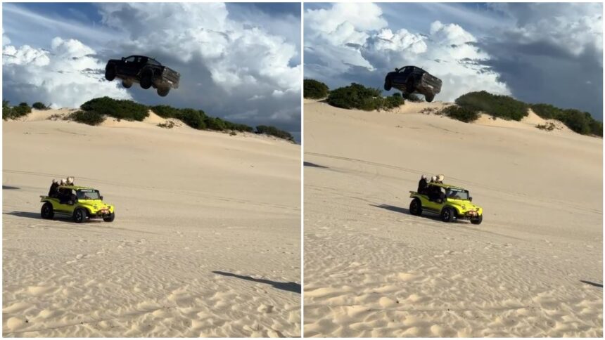 carro-‘voa’-por-cima-de-buggy-e-passageiros-em-duna-de-canoa-quebrada,-no-ceara;-veja-video