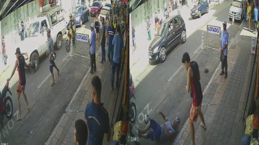 homens-trocam-golpes-com-capacetes-em-briga-de-transito-e-um-cai-desacordado;-video