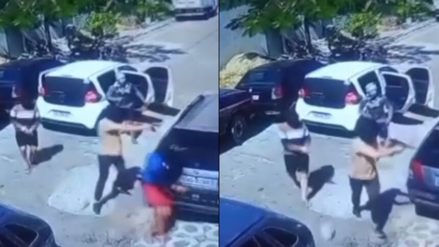 video:-quatro-criminosos-descem-de-carro-armados-e-matam-homem-em-oficina-mecanica,-no-ceara