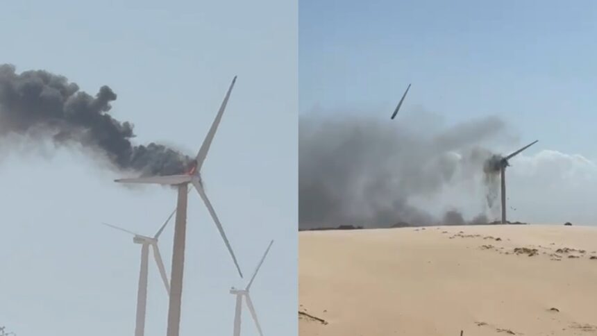 video:-turbina-eolica-pega-fogo-e-pas-se-soltam-em-aracati,-no-ceara