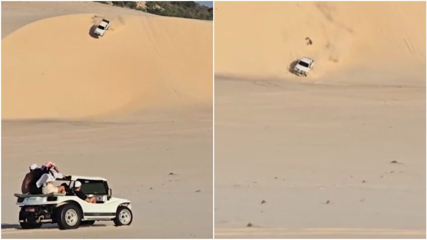 motorista-tenta-manobra-radical-em-duna-no-ceara-e-danifica-veiculo;-video