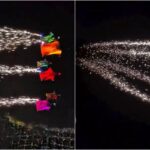 ‘cometas-humanos’:-grupo-de-paraquedistas-faz-salto-com-iluminacao-especial-no-ceu-de-fortaleza
